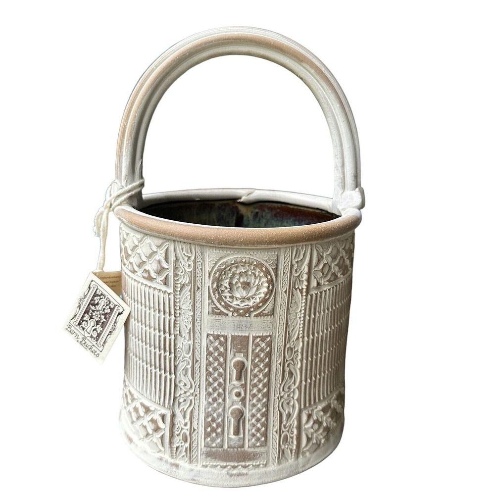 VTG Frohreich Barn Buckets Pottery Vase Basket 11.5 Inch‎ Stamped Design USA